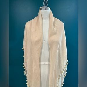 H&M beige scarf with Pom Pom trim
